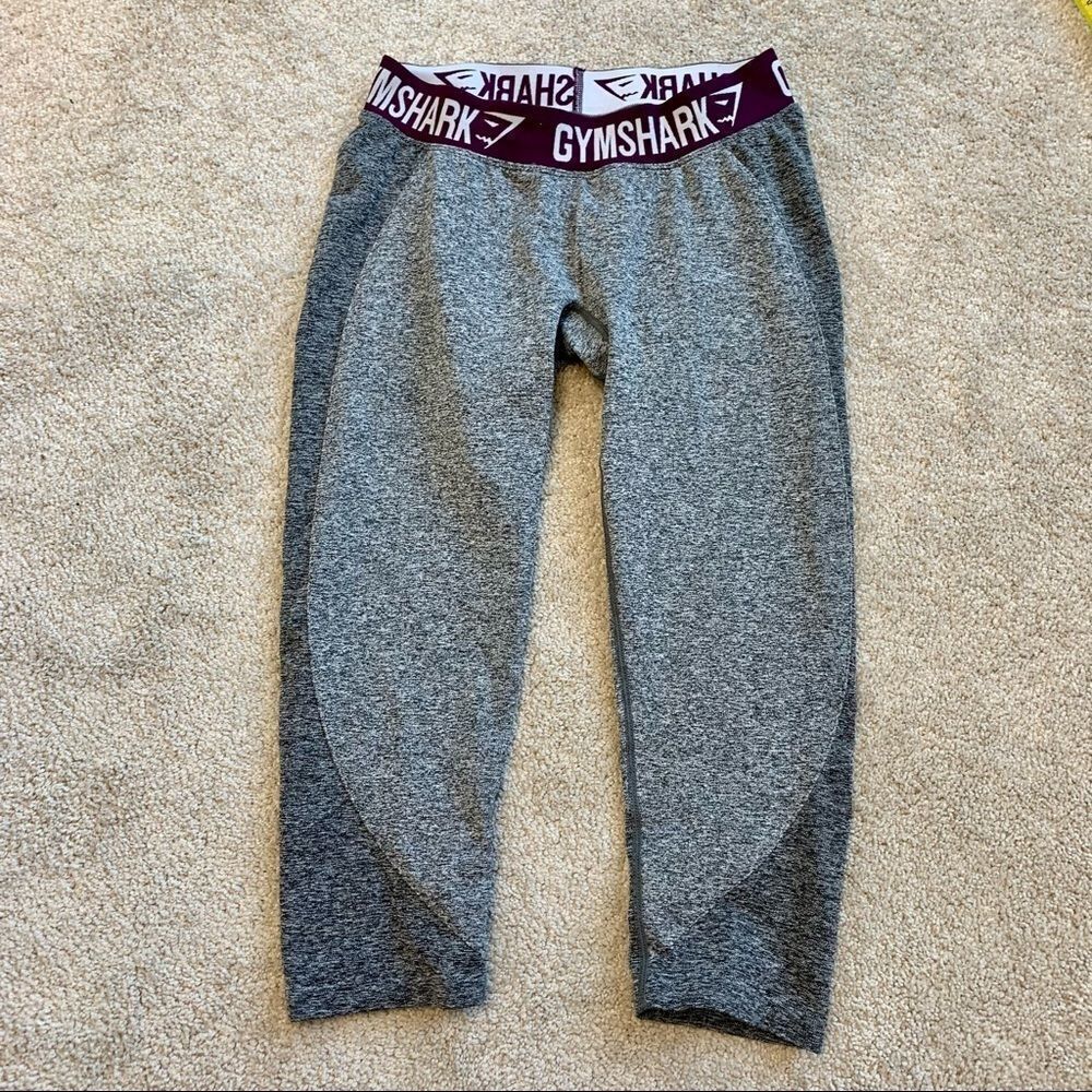 Gymshark gray leggings maroon logo waistband Sz S
